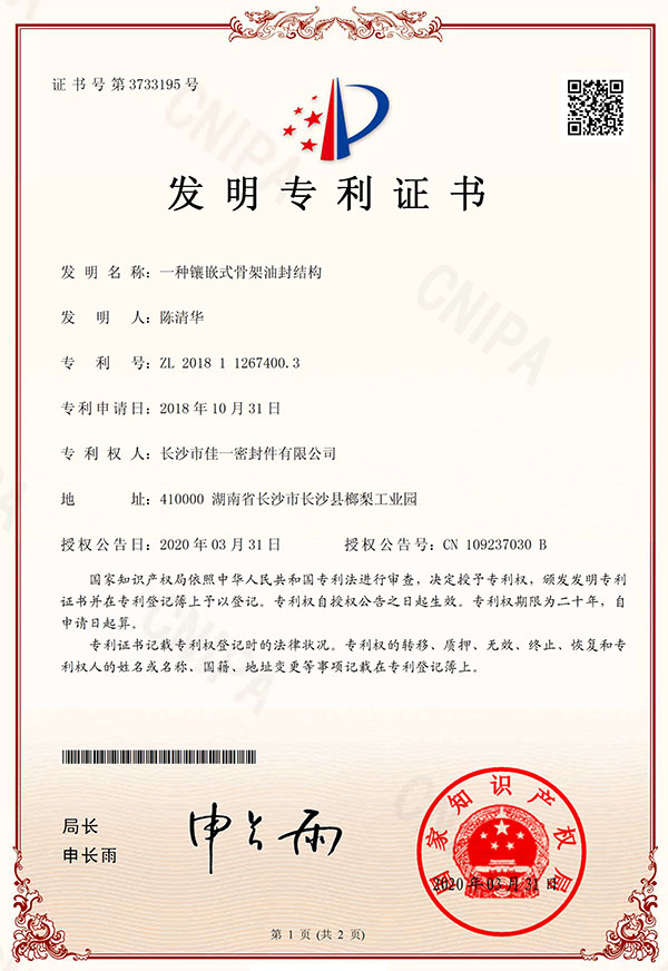 一種鑲嵌式骨架油封結構